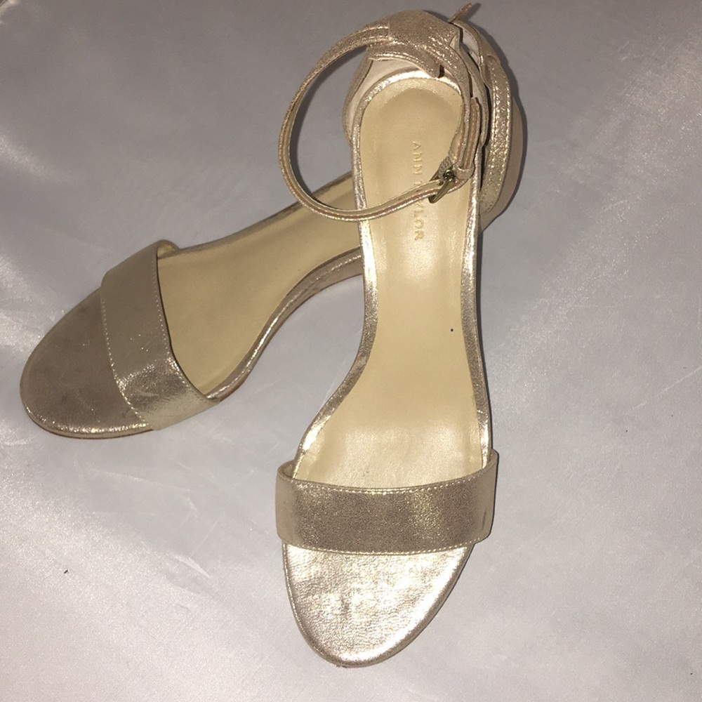 Ann Taylor Gold Wedge/Ankle Strap - Picture 3 of 6